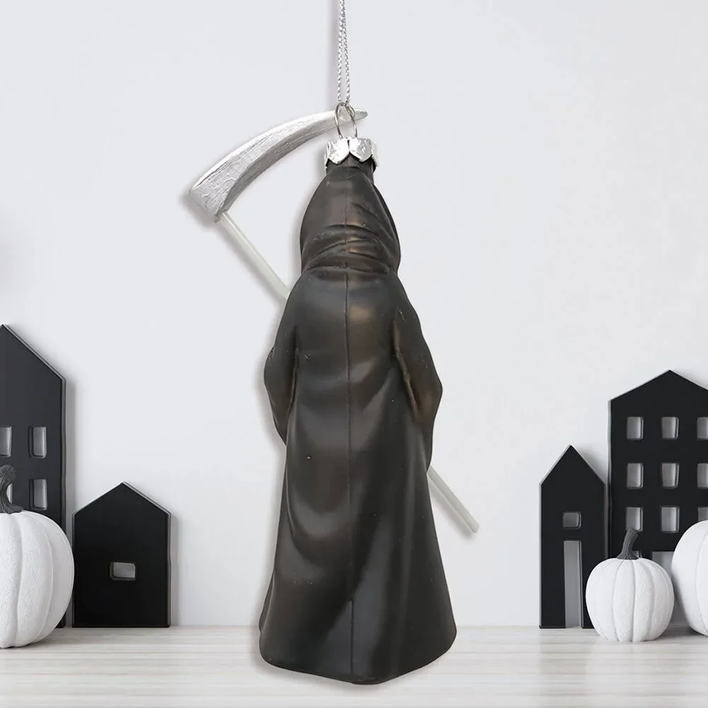 Grim Reaper Horror Glass Ornament, Spooky Halloween Christmas Tree Resin Decora
